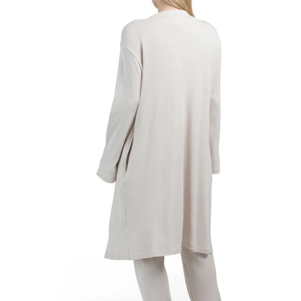 Cream Lounge 2 Piece Set with Pants and Long Cardigan NWT - Picture 2 of 7
